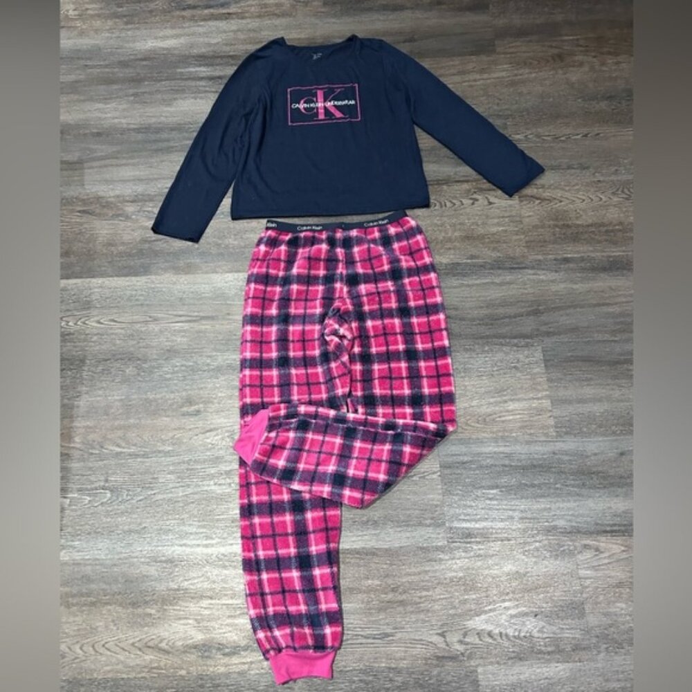 Calvin Klein Kids Pajama Set - Navy and Pink Plaid